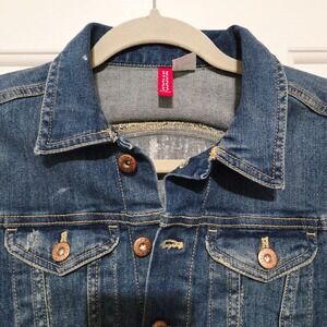 H&M Divided Kids Denim Jacket with Custom Camping Lake Patches Size 6
